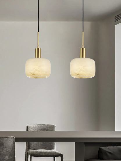 Modern Cylinder Copper Marble Pendant Light - Nuvé