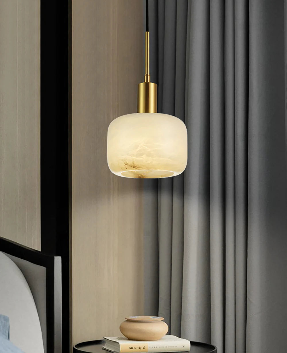 Modern Cylinder Copper Marble Pendant Light - Nuvé