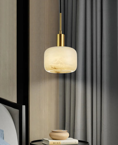 Modern Cylinder Copper Marble Pendant Light - Nuvé