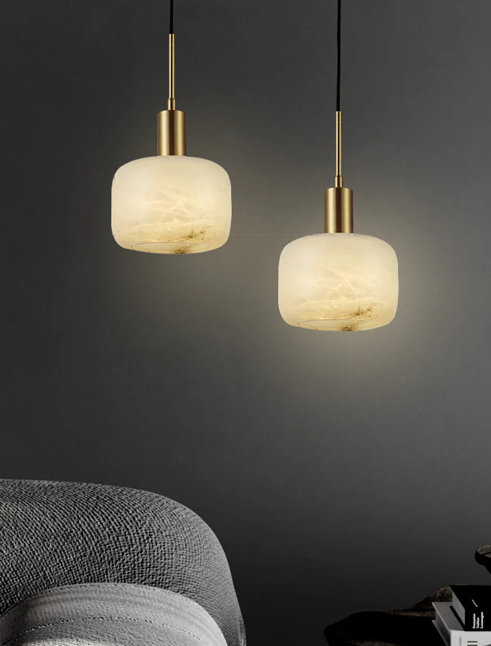 Modern Cylinder Copper Marble Pendant Light - Nuvé