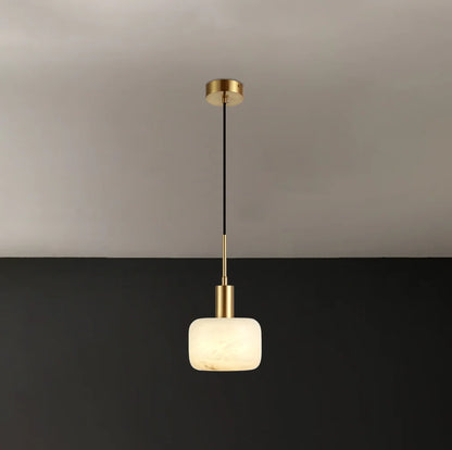 Modern Cylinder Copper Marble Pendant Light
