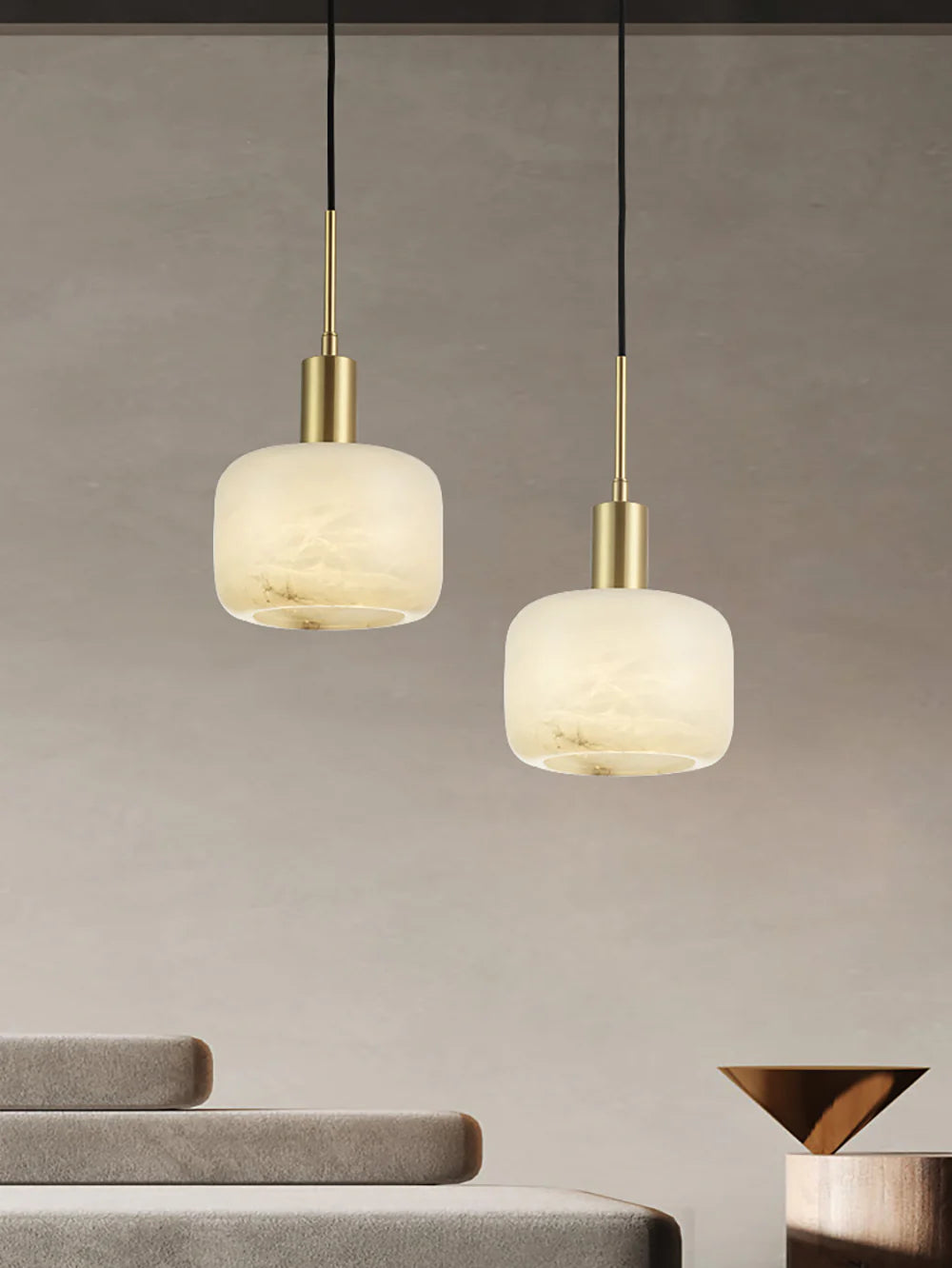 Modern Cylinder Copper Marble Pendant Light - Nuvé