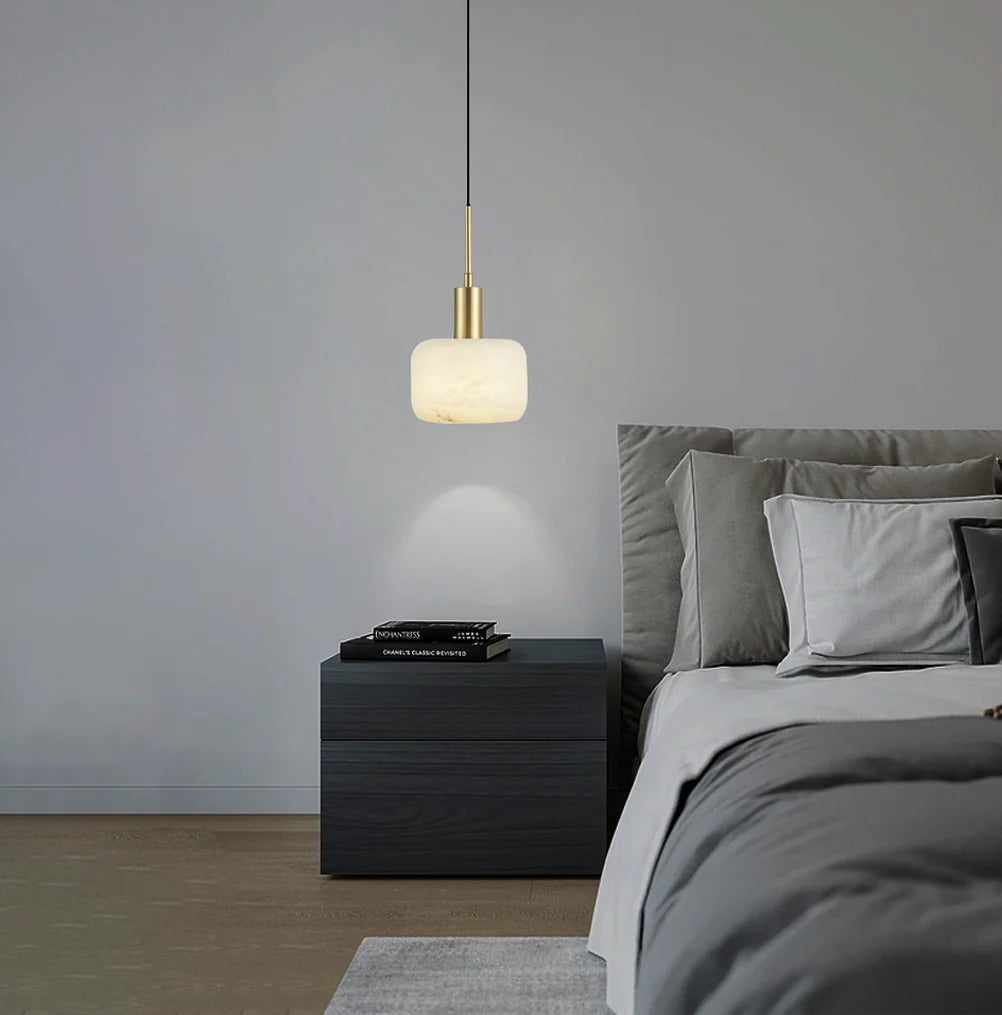 Modern Cylinder Copper Marble Pendant Light - Nuvé