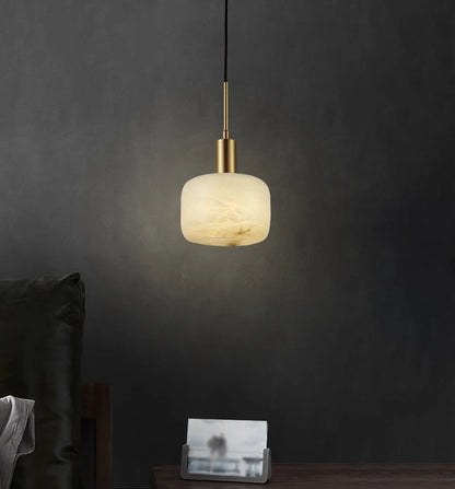Modern Cylinder Copper Marble Pendant Light