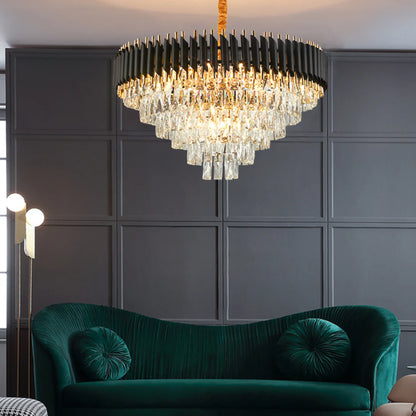 Round Raindrop Crystal Chandelier - Nuvé