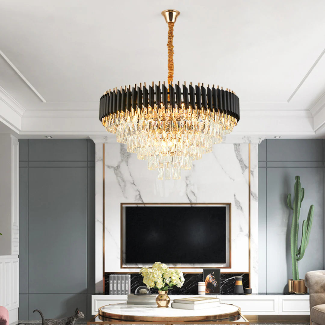 Round Raindrop Crystal Chandelier - Nuvé