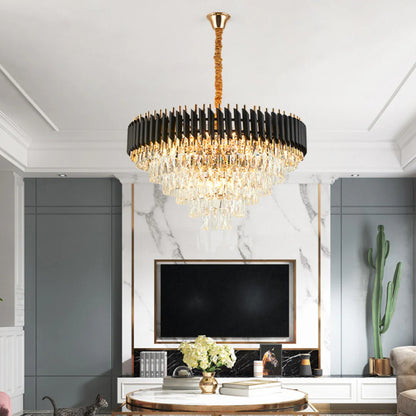 Round Raindrop Crystal Chandelier - Nuvé