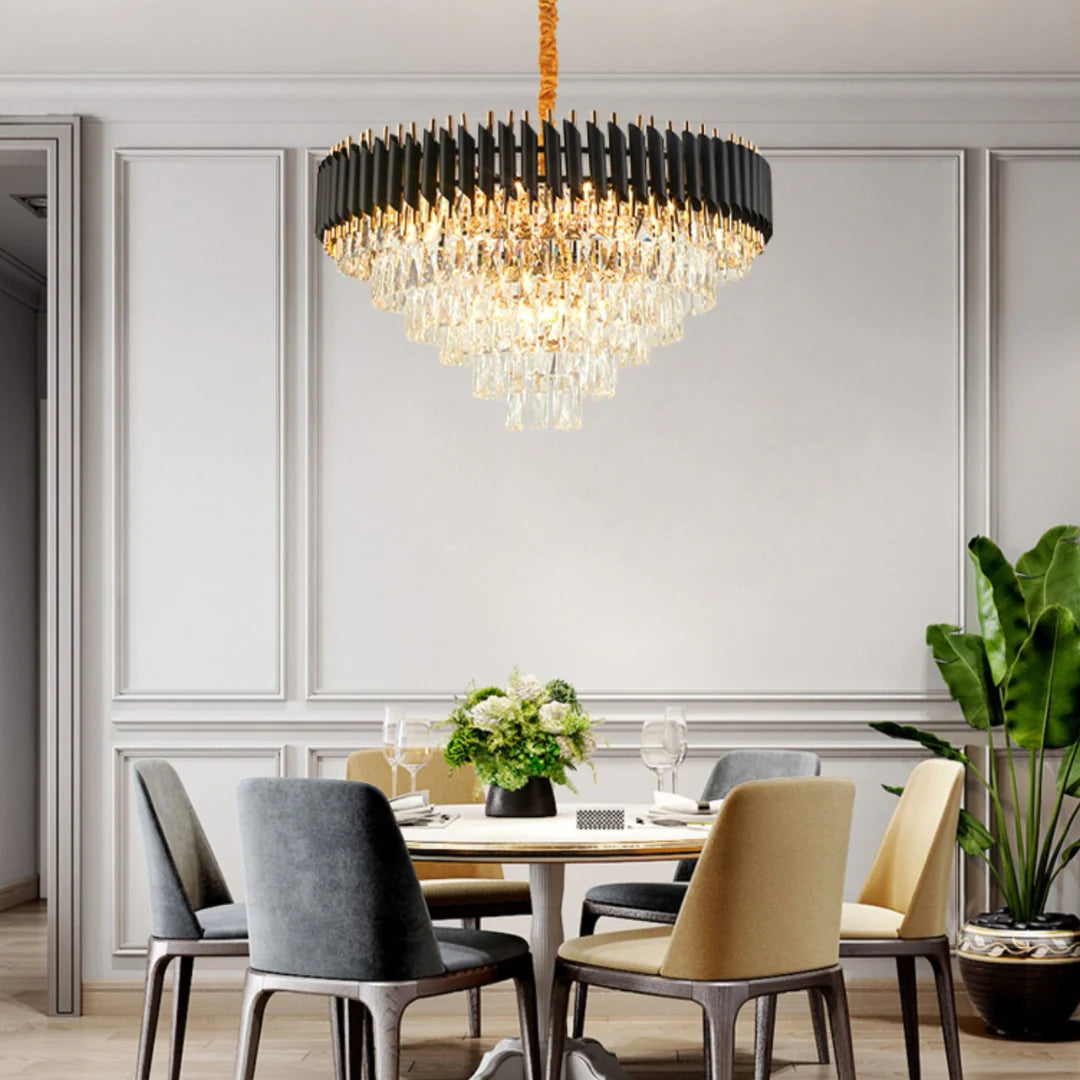 Round Raindrop Crystal Chandelier - Nuvé