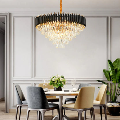 Round Raindrop Crystal Chandelier - Nuvé