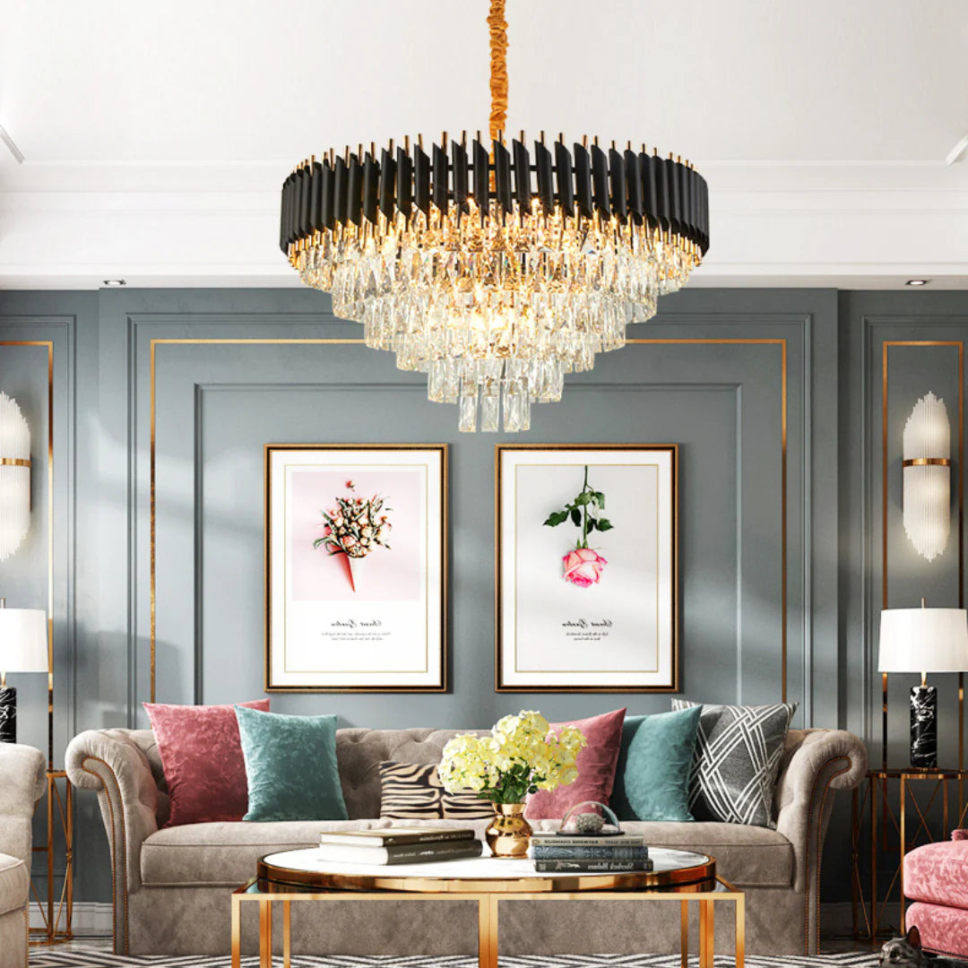 Round Raindrop Crystal Chandelier - Nuvé