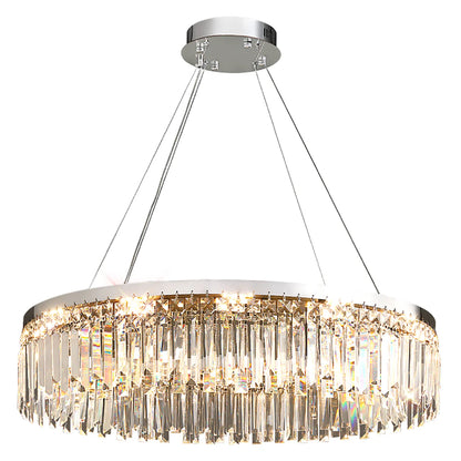 Silver Round Rectangle Crystal Chandelier