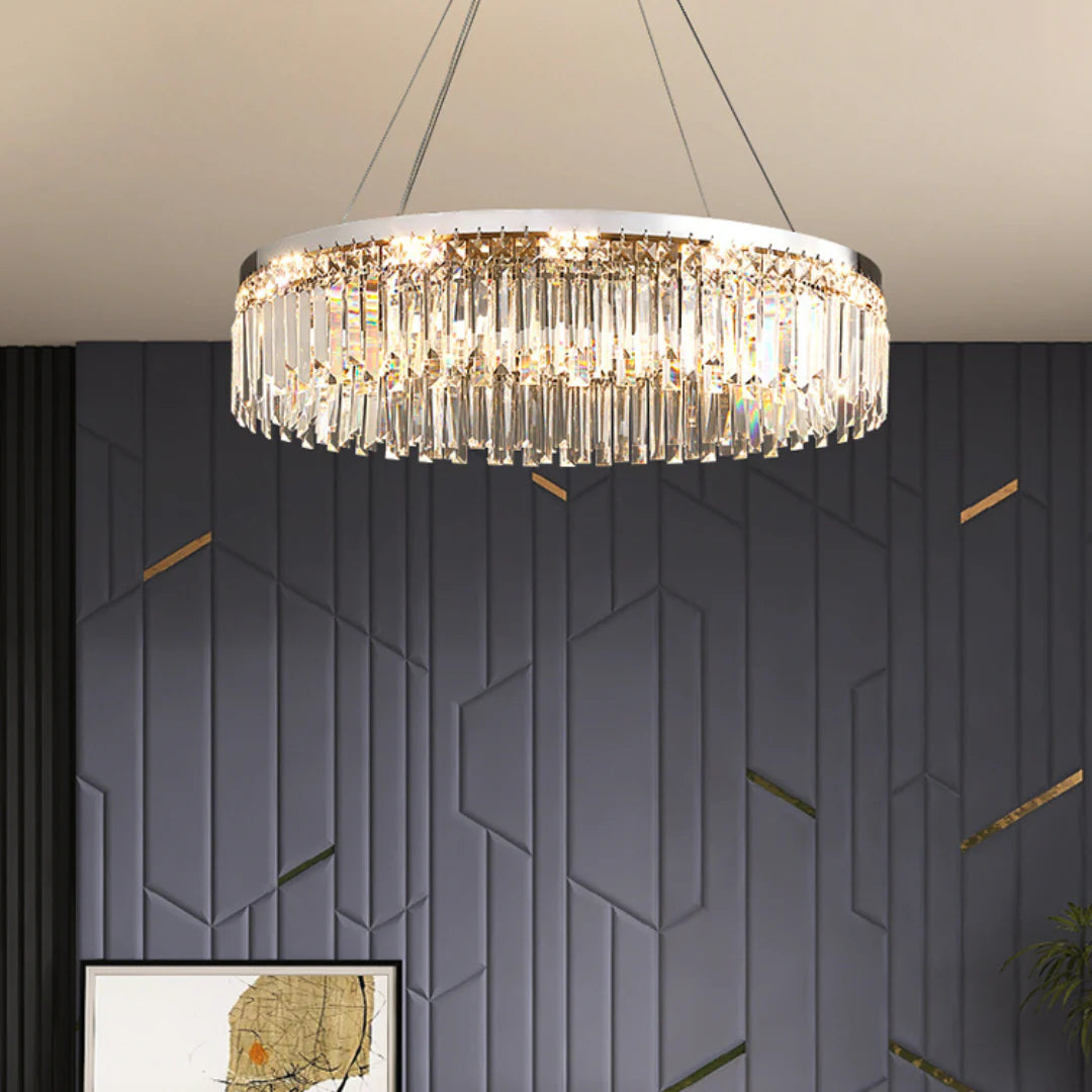 Modern Luxury Silver Round Crystal Chandelier - Nuvé