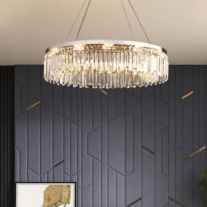 Modern Luxury Silver Round Crystal Chandelier - Nuvé