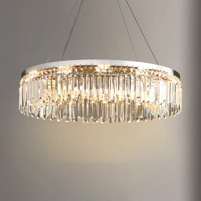 Modern Luxury Silver Round Crystal Chandelier - Nuvé