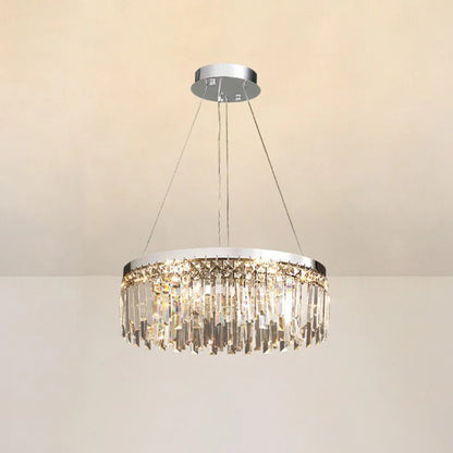 Silver Round Rectangle Crystal Chandelier