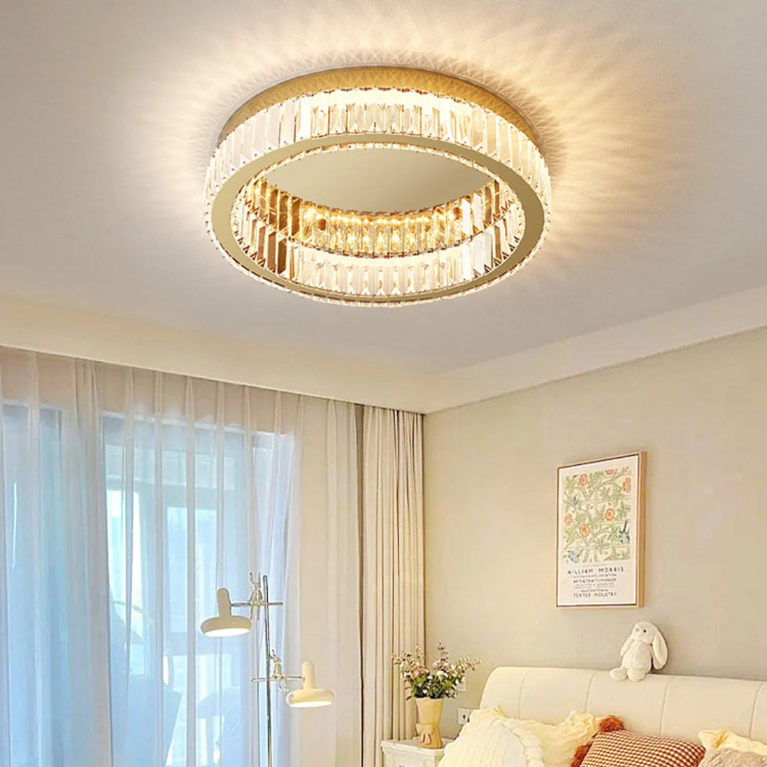 Gold Round Crystal Ceiling Light - Nuvé