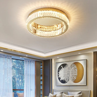 Gold Round Crystal Ceiling Light - Nuvé