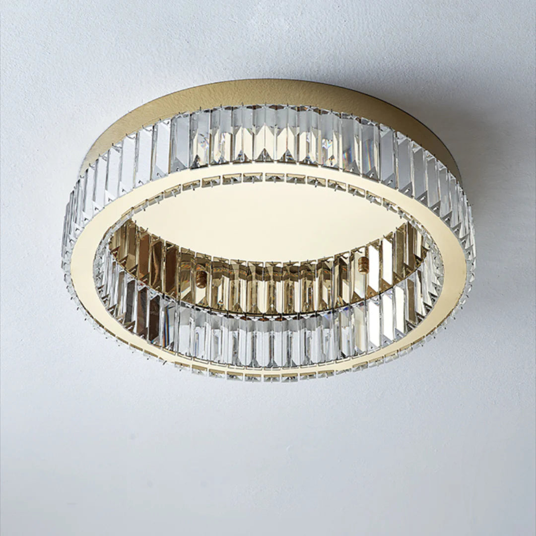 Gold Round Crystal Ceiling Light - Nuvé