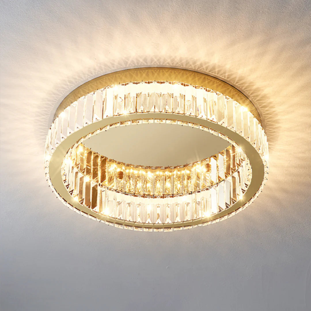 Gold Round Crystal Ceiling Light - Nuvé