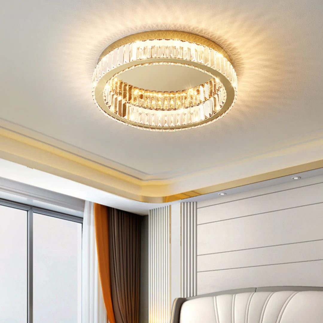 Gold Round Crystal Ceiling Light - Nuvé