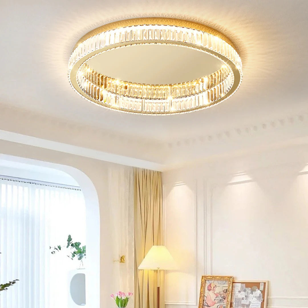 Gold Round Crystal Ceiling Light - Nuvé