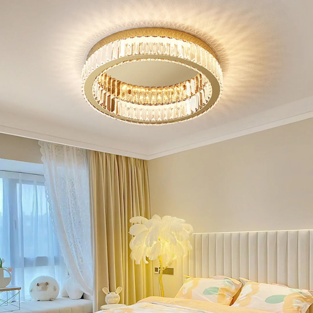 Gold Round Crystal Ceiling Light - Nuvé