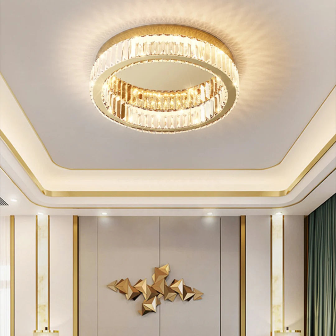 Gold Round Crystal Ceiling Light - Nuvé