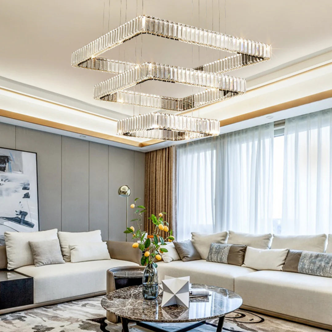 Modern Square Crystal Chandelier - Nuvé