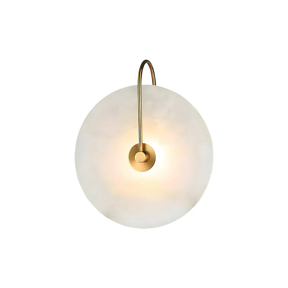 Modern Round White Alabaster Wall Sconce - Nuvé