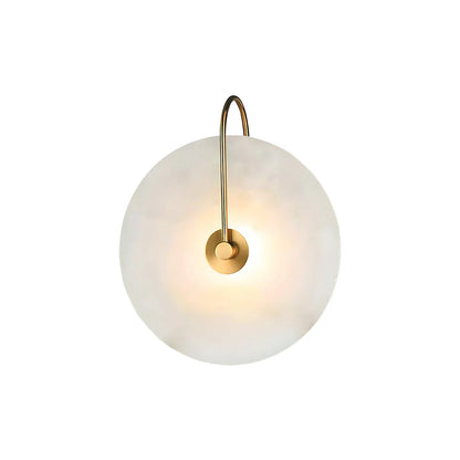 Modern Round White Alabaster Wall Sconce - Nuvé