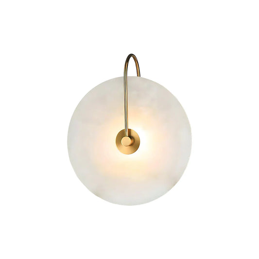 Modern Round White Alabaster Wall Sconce - Nuvé