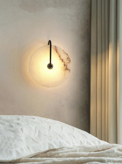 Modern Round White Alabaster Wall Sconce - Nuvé