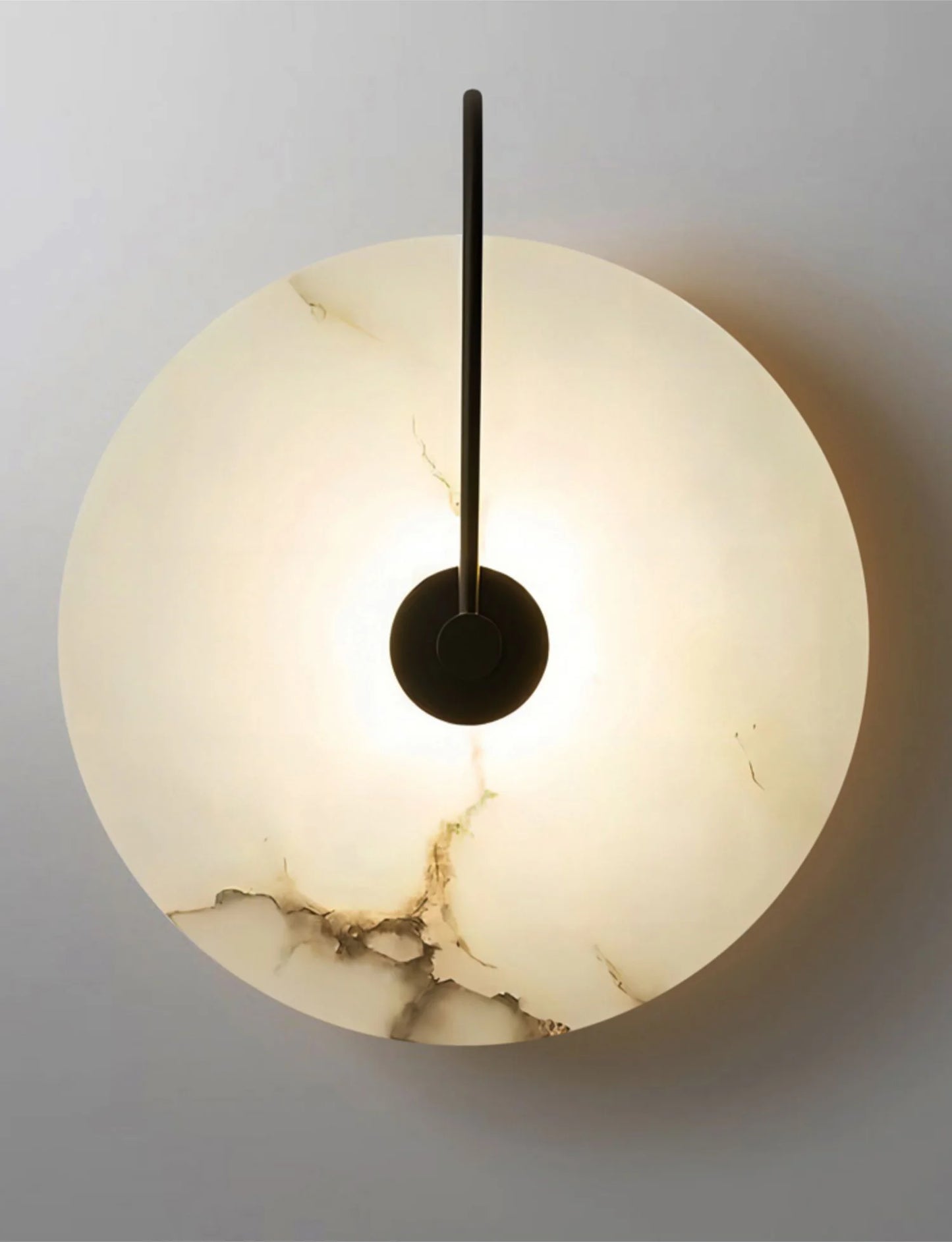 Modern Round White Alabaster Wall Sconce - Nuvé