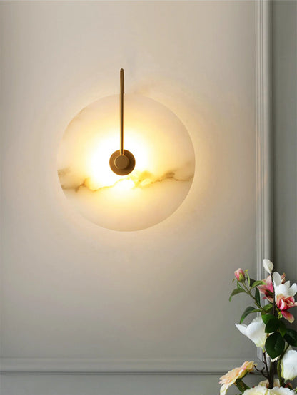 Modern Round White Alabaster Wall Sconce - Nuvé