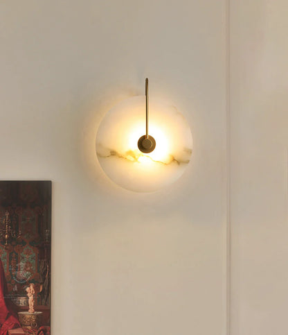 Modern Round White Alabaster Wall Sconce - Nuvé
