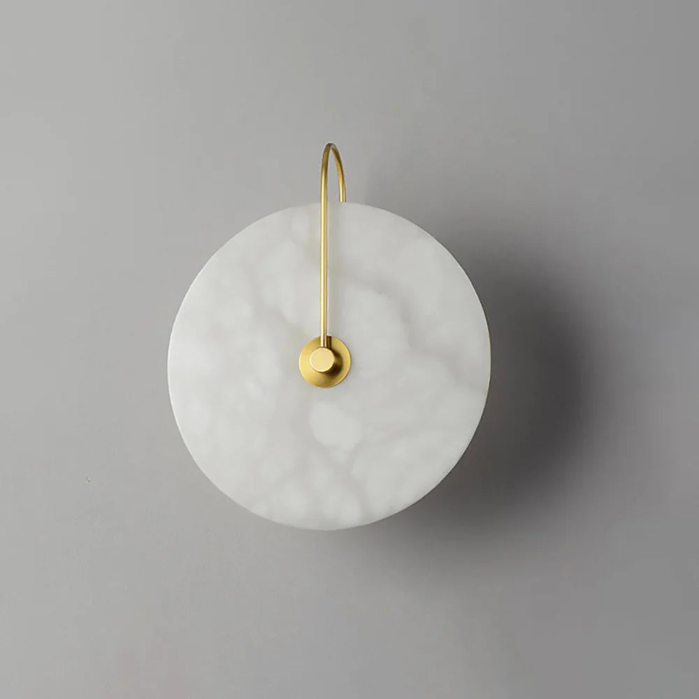 Modern Round White Alabaster Wall Sconce - Nuvé