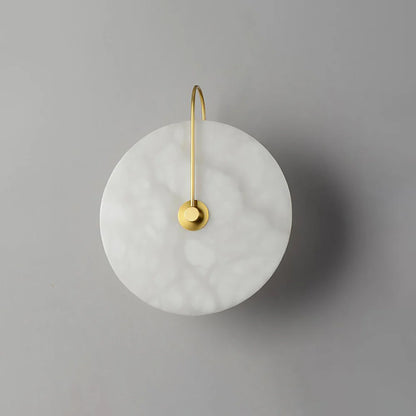 Modern Round White Alabaster Wall Sconce - Nuvé