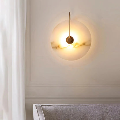 Modern Round White Alabaster Wall Sconce - Nuvé