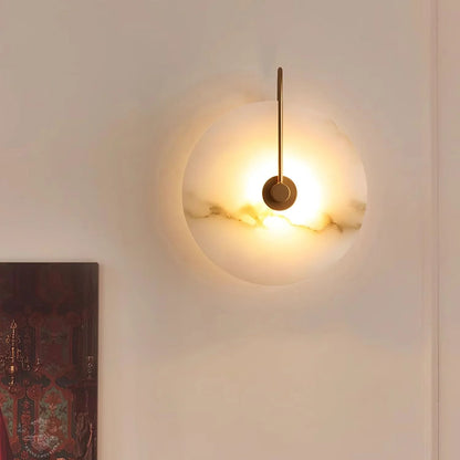 Modern Round White Alabaster Wall Sconce - Nuvé