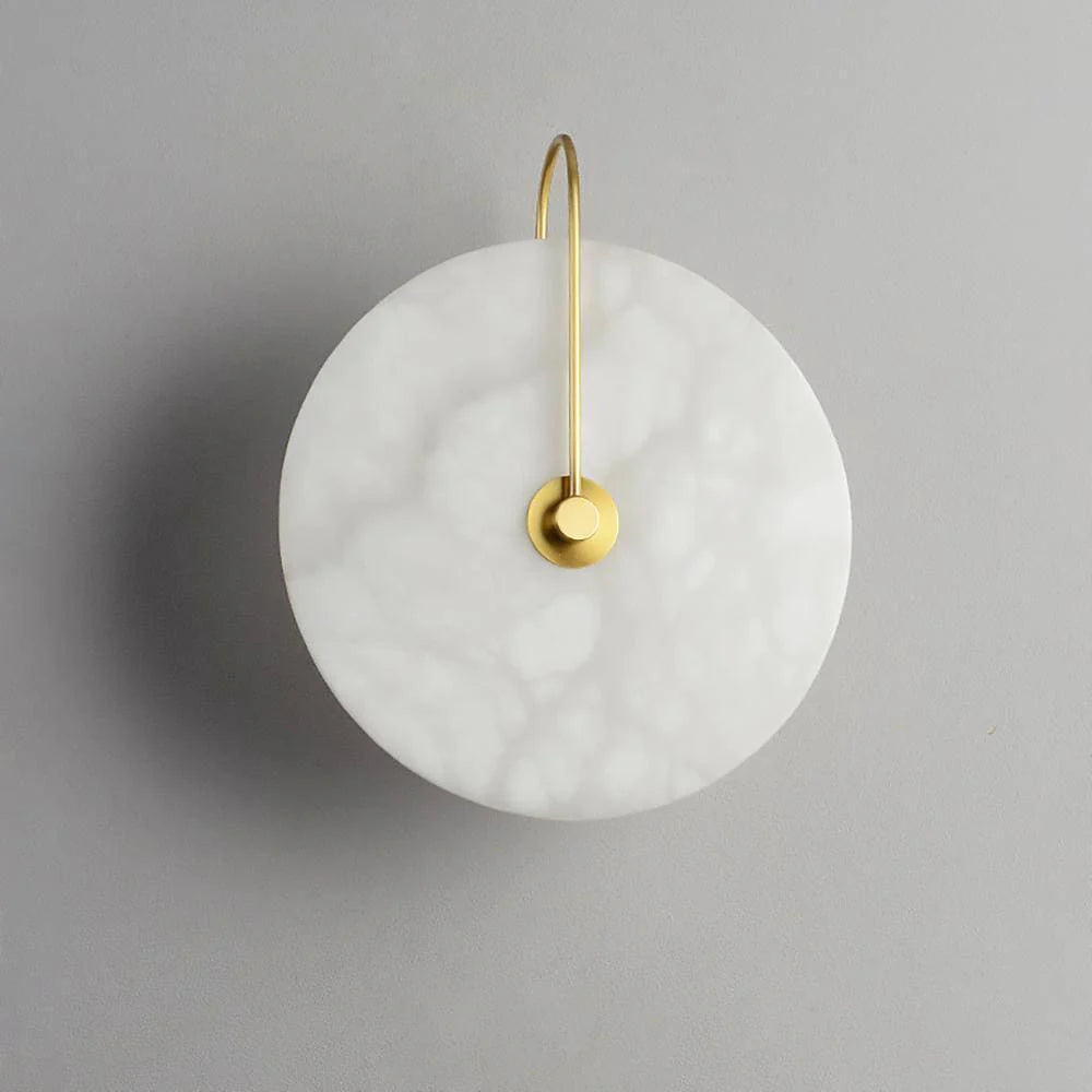 Modern Round White Alabaster Wall Sconce - Nuvé