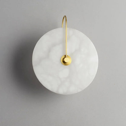 Modern Round White Alabaster Wall Sconce - Nuvé