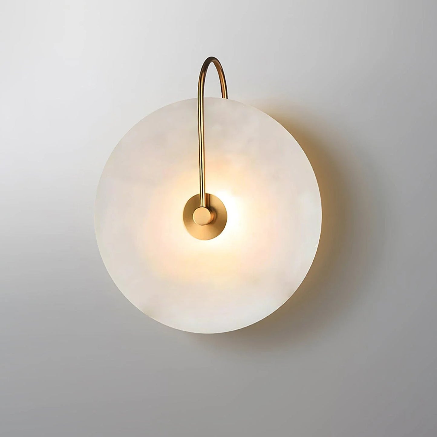 Modern Round White Alabaster Wall Sconce - Nuvé
