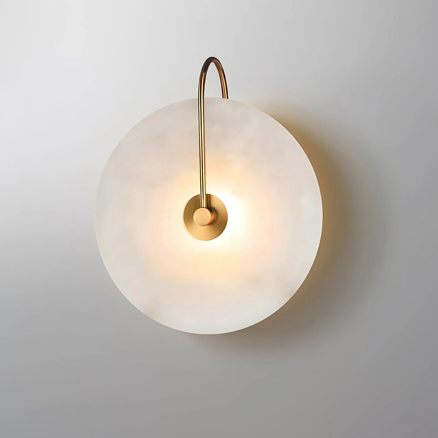 Modern Round White Alabaster Wall Sconce - Nuvé