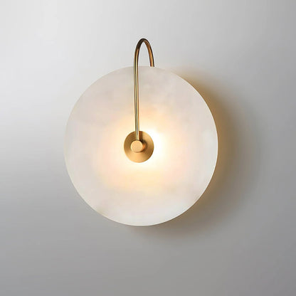 Modern Round White Alabaster Wall Sconce - Nuvé