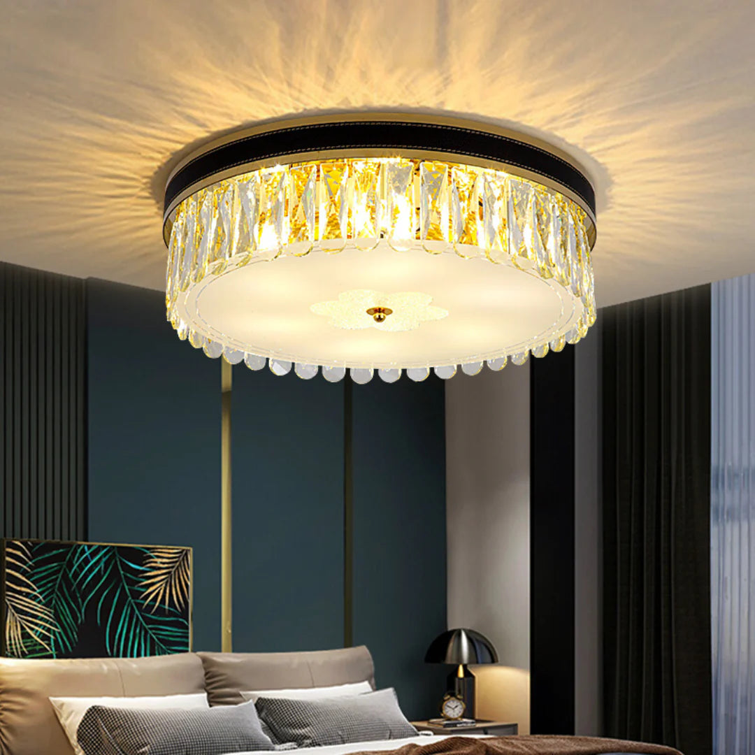 Modern Leather Crystal Ceiling Lamp - Nuvé