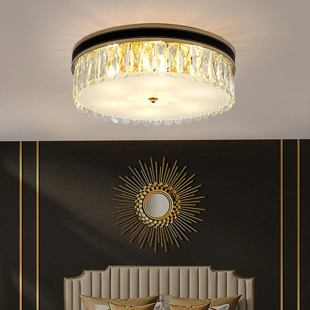 Modern Leather Crystal Ceiling Lamp - Nuvé