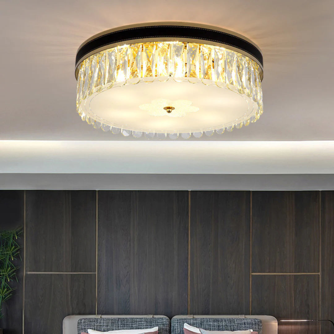 Modern Leather Crystal Ceiling Lamp - Nuvé