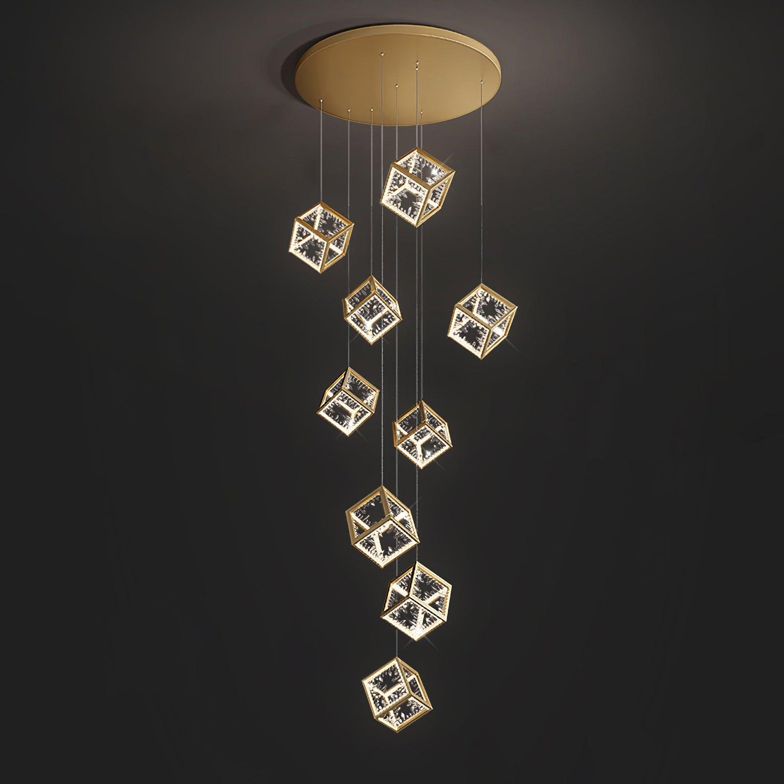 Modern Gold Cube Crystal Chandelier - Nuvé