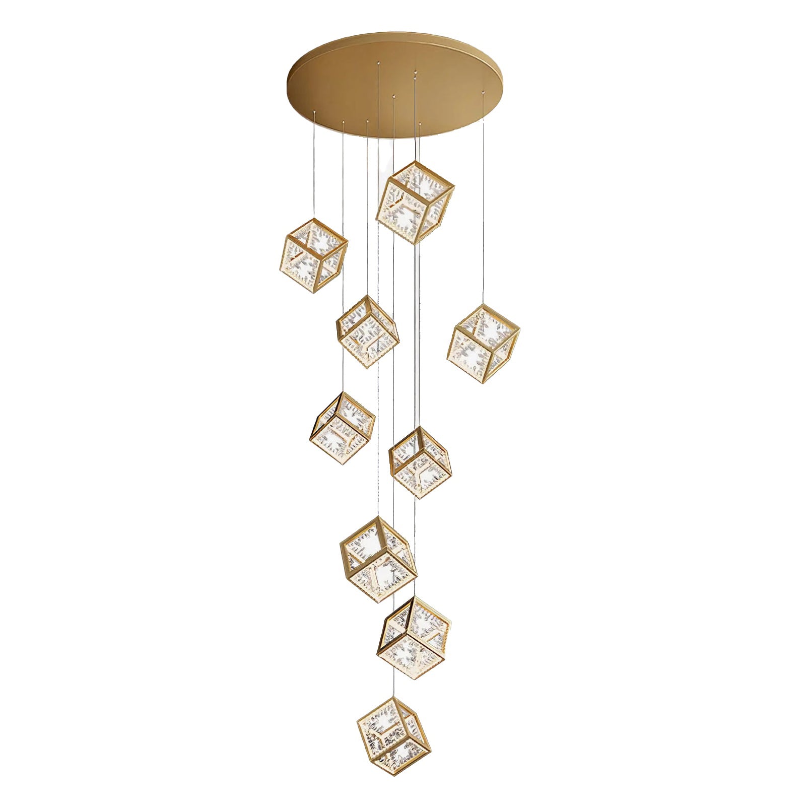 Modern Gold Cube Crystal Chandelier - Nuvé
