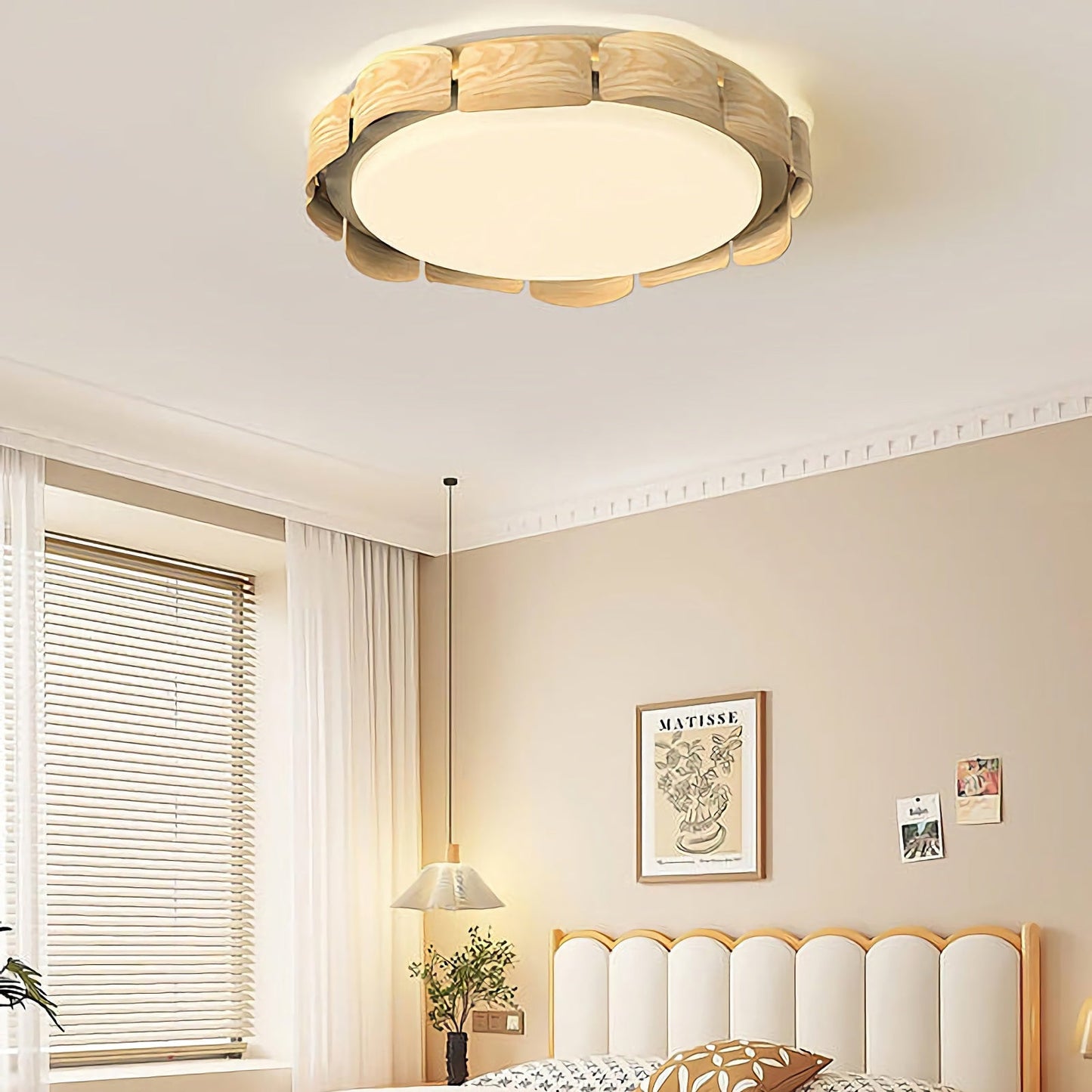 Modern Wabi-Sabi ceiling light by korewolamp featuring a minimalist, rustic design with textured ceramic shade and warm ambient lighting.